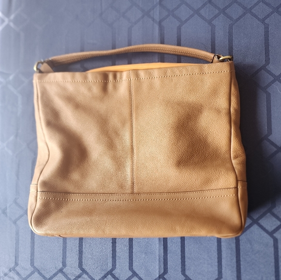 Coach Purse Brown Bag F23293 Pebble Leather Hobo Zip Closure Tan - Picture 10 of 16